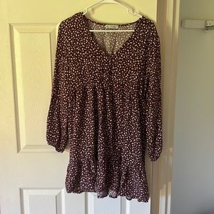 White and maroon floral dress. L.